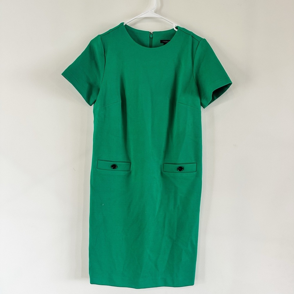 Ann Taylor Factory Shift Dress Sz 4 Green‎ Short Sleeve Career New Preppy